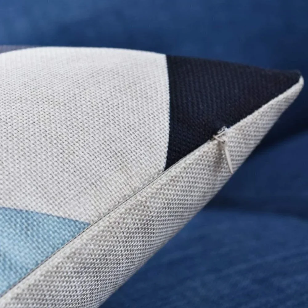 Set of 4, Geometric Throw Pillow Covers 18x18,  Linen Square Pillow Covers